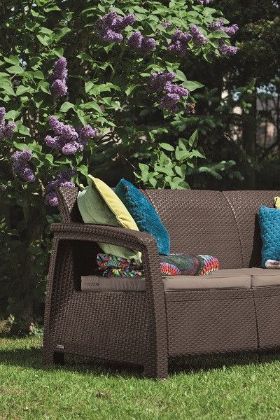 Софа садовая пластиковая Keter Corfu love seat max, коричневая 8711245158297 фото