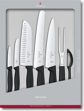 Набір кухонних ножів Victorinox SwissClassic, 7 шт., чорний 6.7133.7G фото