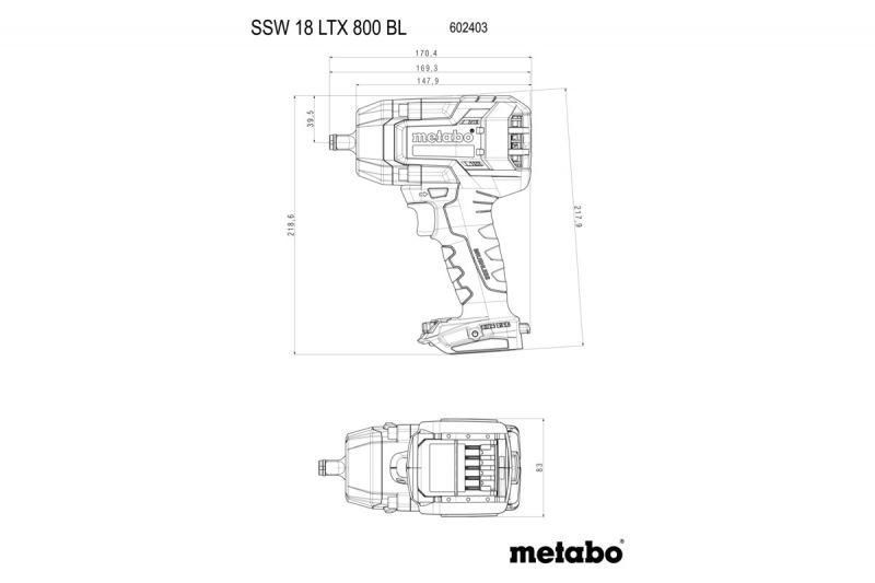 Акумуляторний ударний гайковерт Metabo SSW 18 LTX 800 BL 602403650 602403650 фото