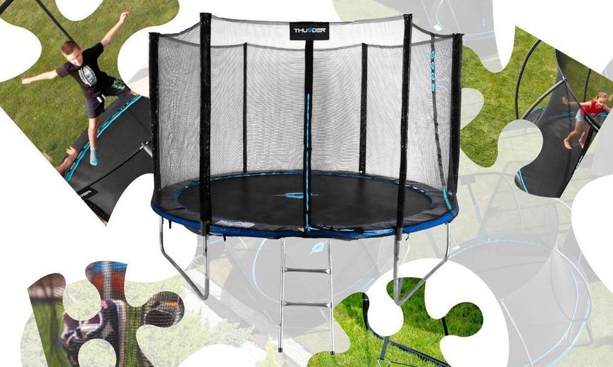 Батут THUNDER OUTSIDE PRO з зовнішньою сіткою 14 футів 427 см чорно-блакитний OUTSIDE-PRO-14FT-BLUE фото