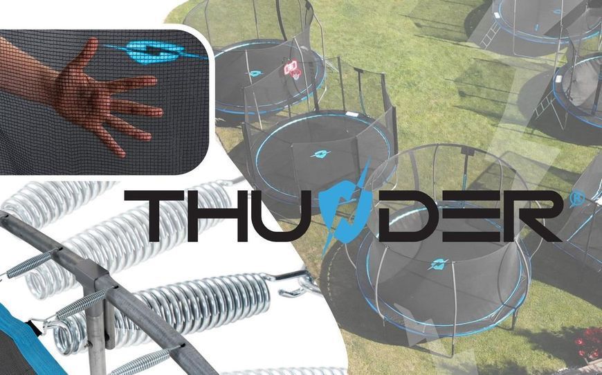 Батут THUNDER OUTSIDE PRO з зовнішньою сіткою 14 футів 427 см чорно-блакитний OUTSIDE-PRO-14FT-BLUE фото
