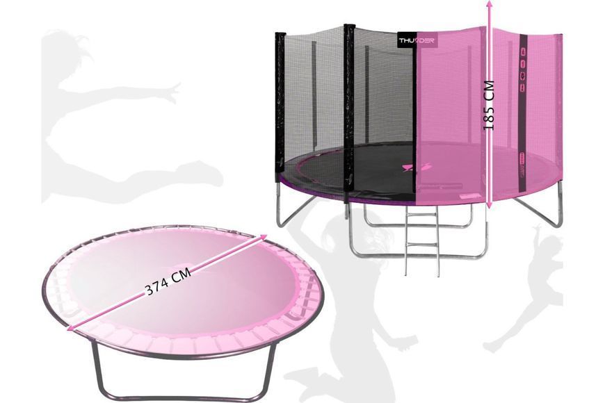 Батут THUNDER OUTSIDE PRO з зовнішньою сіткою 12 футів 366 см чорно-рожевий OUTSIDE-PRO-12FT-PINK OUTSIDE-PRO-12FT-PINK фото
