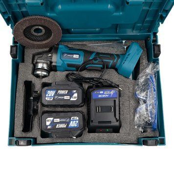 Акумуляторна кутова шліфувальна машина PROFI-TEC PGA202BL POWERLine (2&times;PT2040MP (4.0 Аг), зарядний пристрій) 006296P фото
