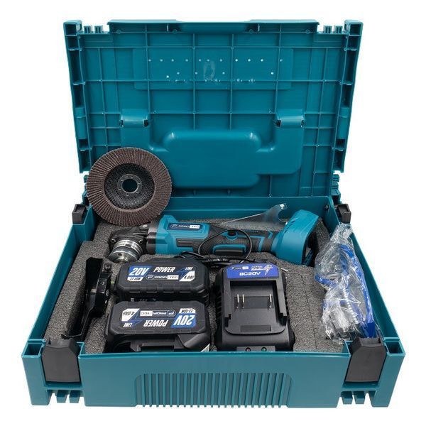Акумуляторна кутова шліфувальна машина PROFI-TEC PGA202BL POWERLine (2&times;PT2040MP (4.0 Аг), зарядний пристрій) 006296P фото