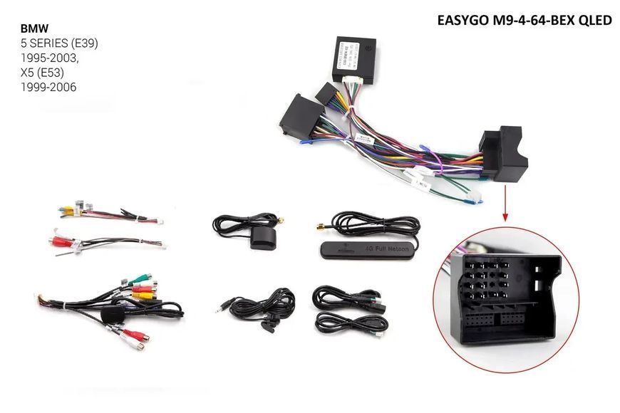 Штатна автомагнітола EasyGo M9-4-64-BEX QLED BMW 5 Series (E39) 1995-2003, X5 (E53) 1999-2006 EG M9-4-64-BEX QLED фото