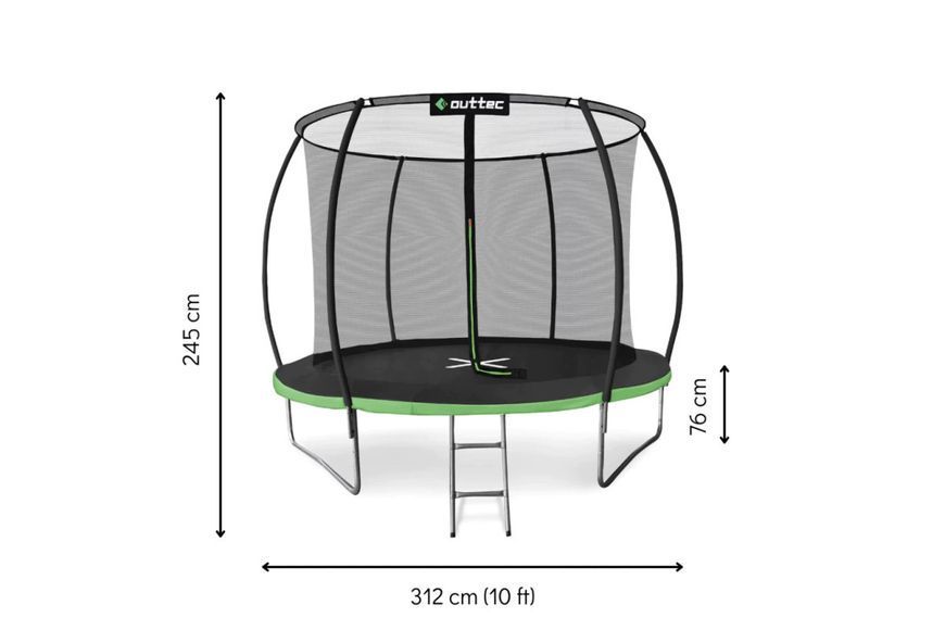 Батут OUTTEC Pumpkin з внутрішньою сіткою 10 футів 312 см чорно-зелений V376581 V376581 фото