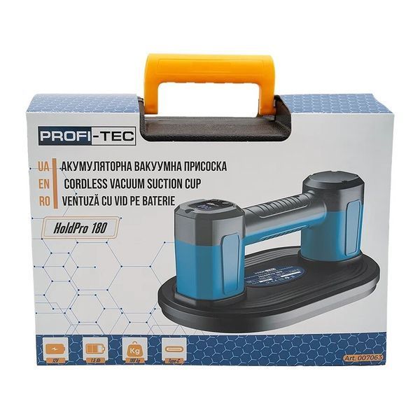 Акумуляторна вакуумна присоска PROFI-TEC HoldPro 180 (12 В / 1.5 Аг, зарядний пристрій) 007063P фото