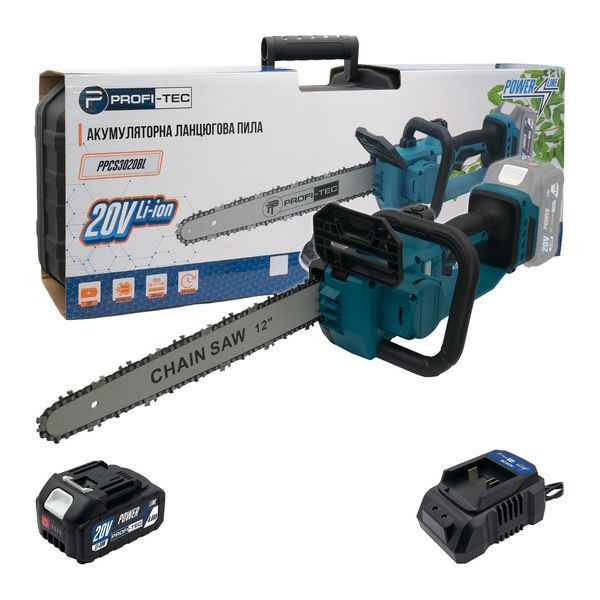 Акумуляторна ланцюгова пила PROFI-TEC PPCS3020BL POWERLine (1&times;PT2040MP (4.0 Аг), зарядний пристрій) 006298P фото