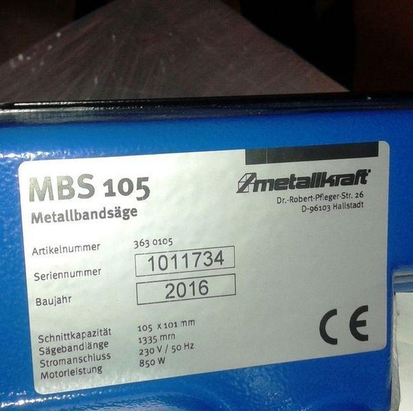 Стрічкова пила для металу Metallkraft MBS 105 3630105 фото