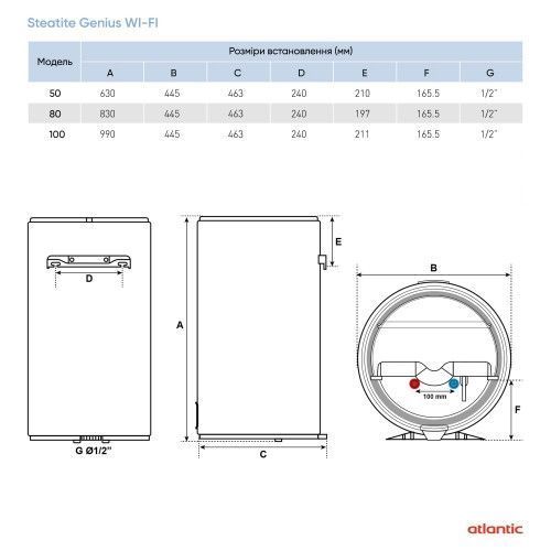 Бойлер Atlantic Steatite Genius WI-FI VM 100 D400S-3E-CW (1800W) 851353 851353 фото