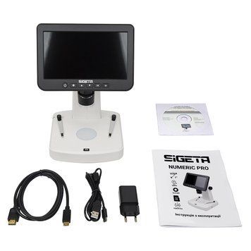 Цифровий мікроскоп SIGETA Numeric Pro 10x-300x 5 MP 7" LCD 65512 фото