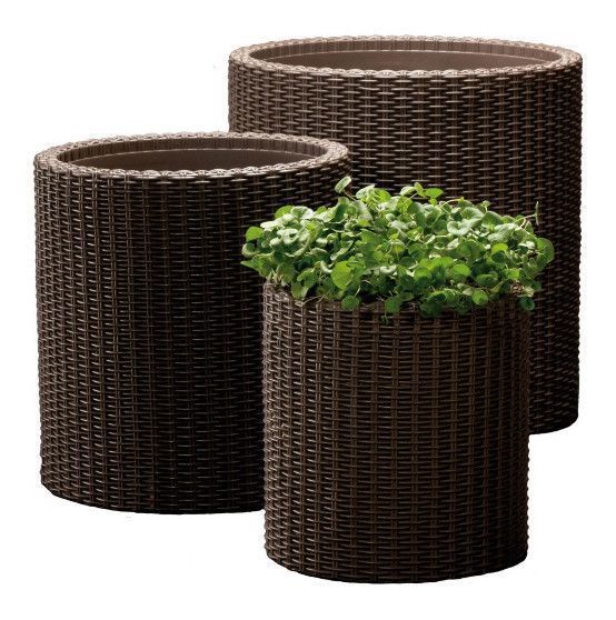 Горшок для цветов Keter Cylinder Planter Medium, 18 л, коричневый 7290103664190 фото