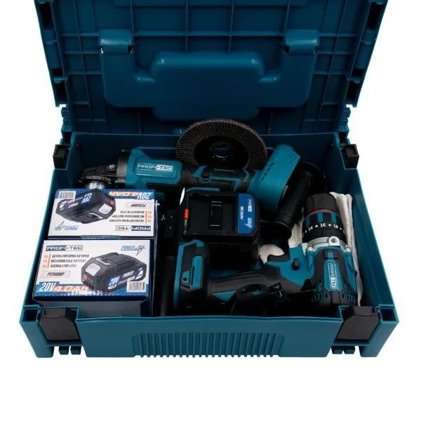 Акумуляторний набір інструментів PROFI-TEC Combo Set 2/9 POWERLine (PGA202, DHP485BL) (2&times;PT2040MP (4.0 Аг) 007150P фото