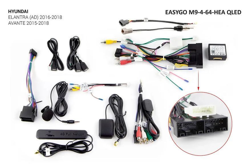 Штатна автомагнітола EasyGo M9-4-64-HEA QLED Hyundai Elantra (AD) 2016-2018, Avante 2015-2018 EG M9-4-64-HEA QLED фото