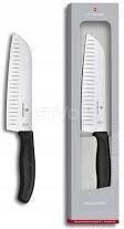 Ніж кухонний Victorinox SwissClassic Santoku Fluted, 17 см, чорний, подар. кор. 6.8523.17G фото