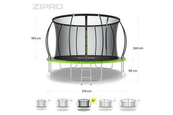 Батут Zipro Jump Pro Premium з внутрішньої сіткою 12 футів 374 см чорно-зелений 5907783039454 5907783039454 фото