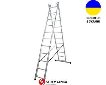Алюминиевая двухсекционная лестница 2x11 ступеней DUOMAX VIRASTAR VDL211 фото