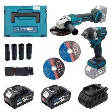Аккумуляторный набор инструментов PROFI-TEC Combo Set 2 POWERLine (DGA20BL, DTW500BL) (2&times;PT2050 (4.0 Ач) 005936P фото