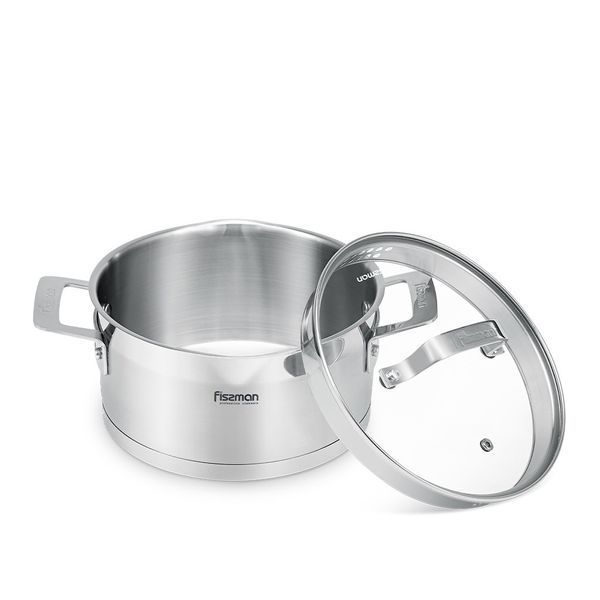 Кастрюля Fissman FOBUS 20x10 см 3,1л со стеклянной крышкой нержавеющая сталь (5387) 5387 фото