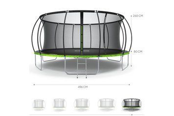 Батут Zipro Jump Pro Premium з внутрішньою сіткою 16 футів 496 см чорно-зелений 5902659843197 5902659843197 фото