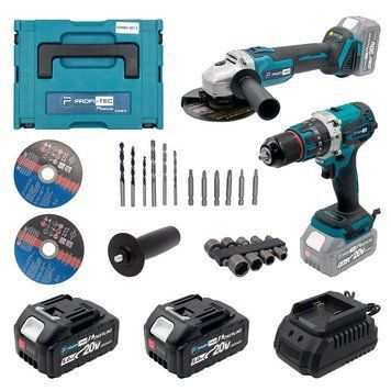 Аккумуляторный набор инструментов PROFI-TEC Combo Set 2/2 POWERLine (DGA20BL, DHP485BL) (2&times;PT2050 (4.0 Ач), за 005935P фото
