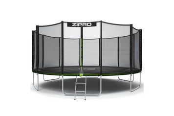 Батут Zipro Jump Pro з зовнішньою сіткою 16 футів 496 см чорно-зелений 5902659840752 5902659840752 фото