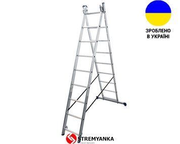 Алюминиевая двухсекционная лестница 2x9 ступеней DUOMAX VIRASTAR VDL029 фото