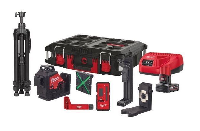 Нівелір лазерний 3D акумуляторний MILWAUKEE, M12 3PLKIT-401P (360 градусів, зелений промінь) (заміна на 4933499379) 4933478960 фото