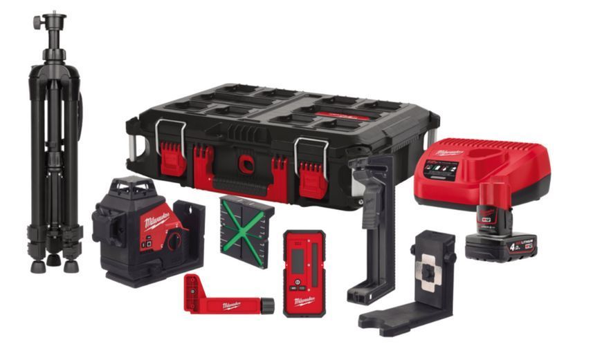 Нівелір лазерний 3D акумуляторний MILWAUKEE, M12 3PLKIT-401P (360 градусів, зелений промінь) (заміна на 4933499379) 4933478960 фото