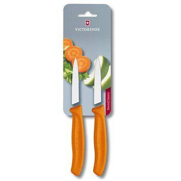 Набор ножей кухонных Victorinox SwissClassic, 8см, 2шт. в блистере,оранжевые 6.7606.L119B 6.7606.L119B фото