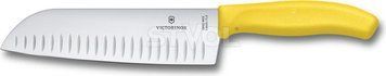 Ніж кухонний Victorinox SwissClassic Santok Fluted, 17 cм, жовтий, блістер 6.8526.17L8B фото