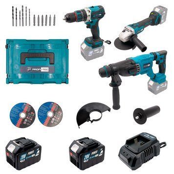 Аккумуляторный набор инструментов PROFI-TEC Combo Set 3/2 POWERLine (PBH201BL, DHP485BL, DGA20BL) (2&times;PT2060HE 006086P фото