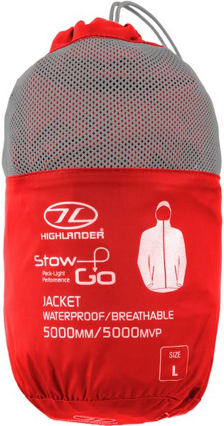 Вітрівка чоловіча Highlander Stow & Go Pack Away Rain Jacket 6000 mm Red XL (JAC077-RD-XL) 927489 фото