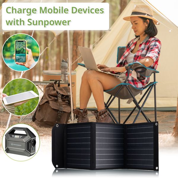 Портативний зарядний пристрій сонячна панель Bresser Mobile Solar Charger 40 Watt USB DC (3810040) 930149 фото