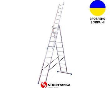 Алюминиевая трехсекционная лестница 3х11 ступеней TRIOMAX VIRASTAR VTL311 фото