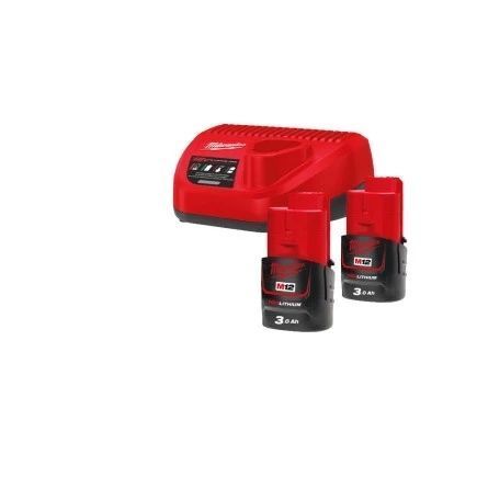 Енергокомплект MILWAUKEE M12 NRG-302 (ЗП С12+ з 2 шт. B3 Ач) 4933451902 фото