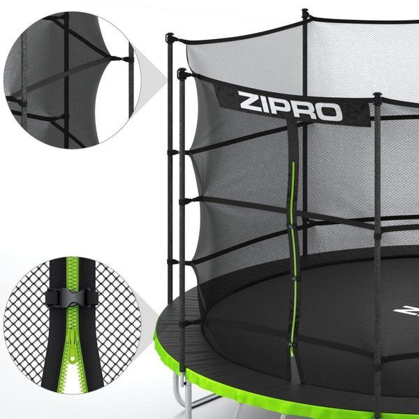 Батут Zipro Jump Pro з внутрішньою сіткою 8 футів 252 см чорно-зелений 5902659840660 фото