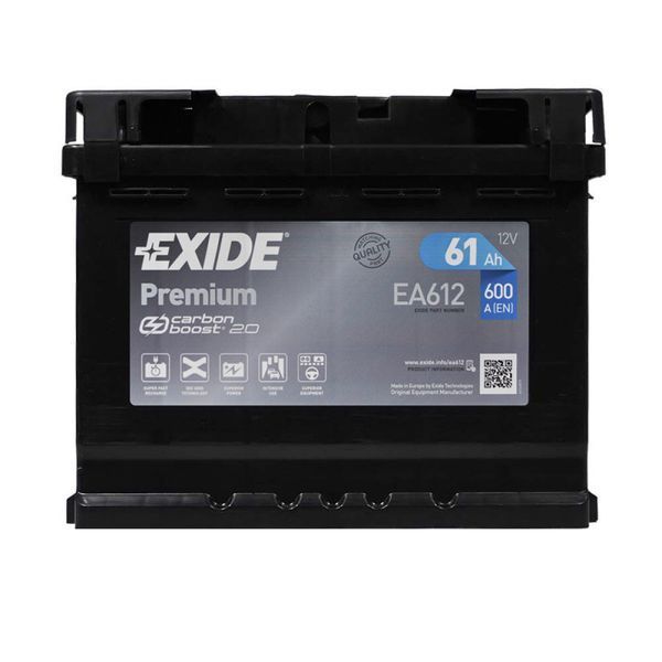 Автомобильный Аккумулятор EXIDE Premium Carbon Boost 6СТ-61Ah АзЕ 600A (EN) EA612 (76101) СТ-00118749 фото