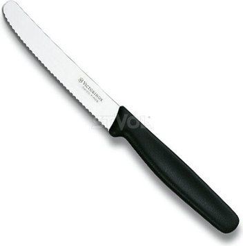 Ніж кухонний Victorinox Standart 11 см, серрейтор,заокруглений, чорний 5.1333 фото