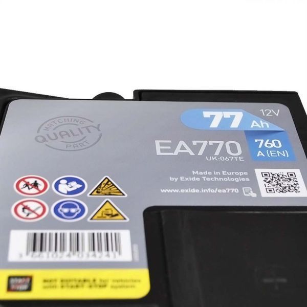 Автомобильный Аккумулятор EXIDE Premium Carbon Boost 2.0 6СТ-77Ah АзЕ 760A (EN) EA770 (4776) СТ-00118755 фото