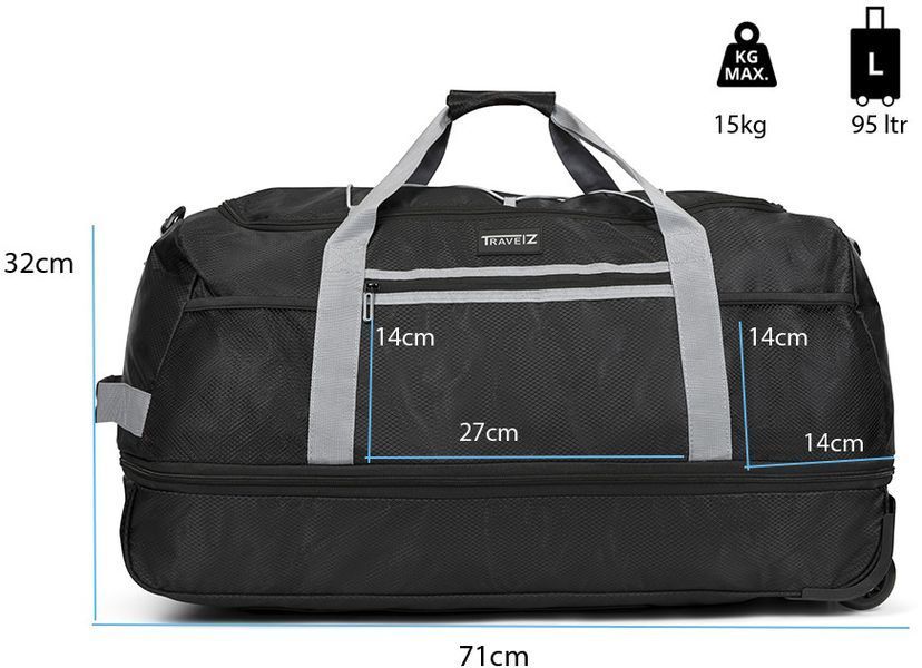 Сумка дорожня на колесах TravelZ Wheelbag Doubleloader foldable black (603096) 931069 фото