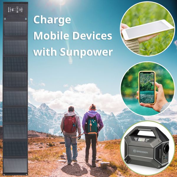 Портативний зарядний пристрій сонячна панель Bresser Mobile Solar Charger 60 Watt USB DC (3810050) 930150 фото