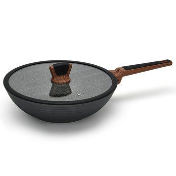 Сковородка-вок Fissman DIAMOND 28x8 см 3,6 со стеклянной крышкой (14303) 14303 фото