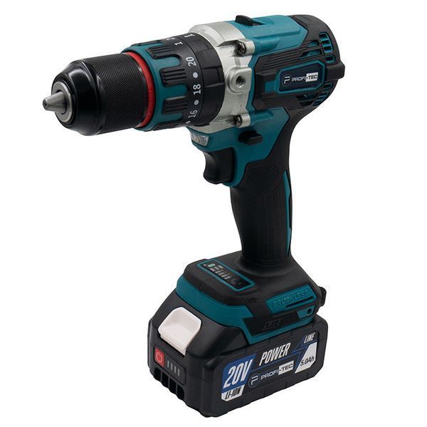 Аккумуляторный шуруповерт PROFI-TEC DHP485BL POWERLine (2&times;PT2050MP (4.0 Аг), зарядное устройство) 006269P фото
