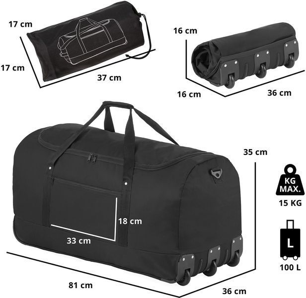 Сумка дорожня на колесах TravelZ Wheelbag 100 Liter Black (603091) 927291 фото