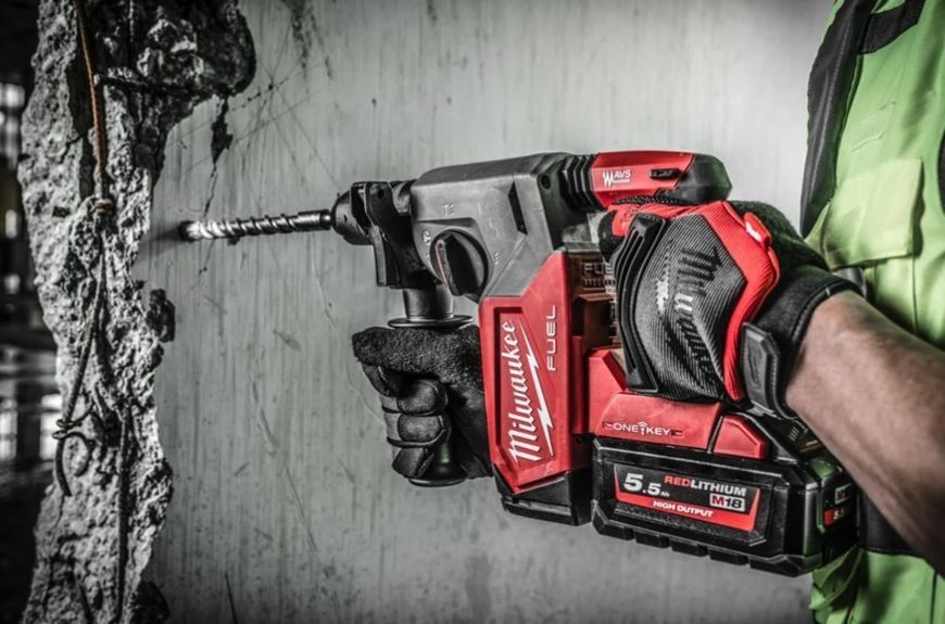 Перфоратор акумуляторний SDS-PLUS MILWAUKEE, M18 ONEFHX-0X, 2,5Дж (каркас, патрон FIXTEC 13мм, HDкейс) 4933478503 фото