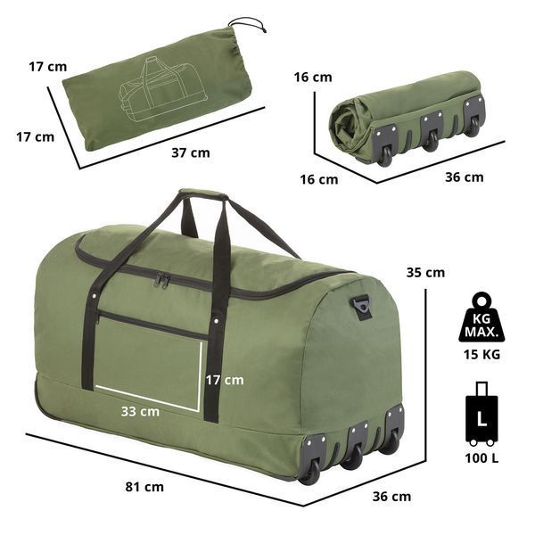 Сумка дорожня на колесах TravelZ Wheelbag 100 Liter Green (603095) 930793 фото