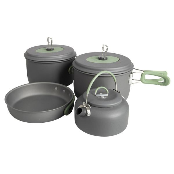 Набір посуду Bo-Camp Explorer XL 4 Pieces Hard Anodized Grey/Green (2200249) DAS302116 фото