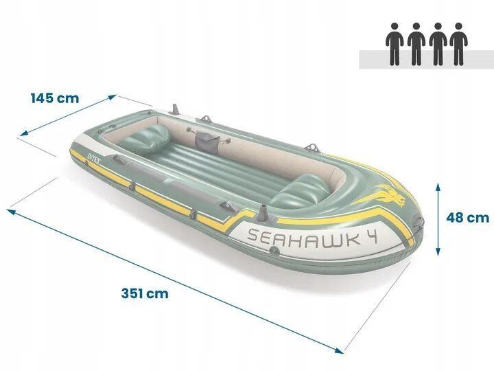 Човен надувний Intex Seahawk 4 351 x 145 x 48 см, зелений DM-68351 фото