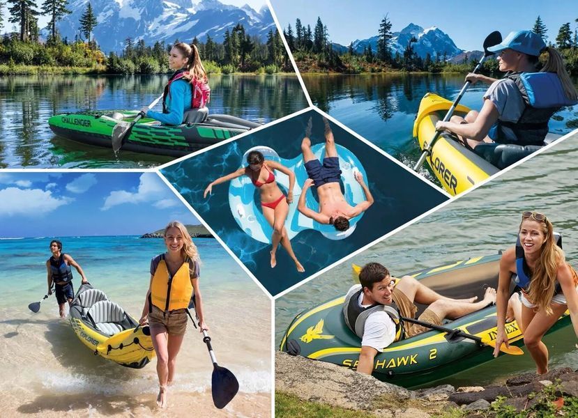 Човен надувний Intex Seahawk 4 351 x 145 x 48 см, зелений DM-68351 фото